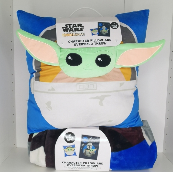 Star Wars Bedding Baby Yoda Grogu Oversized Blanket Pillow Set
